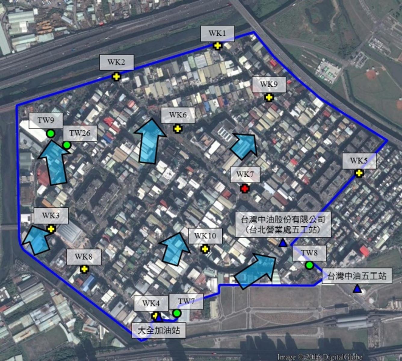 新北產業園區監測井位置圖