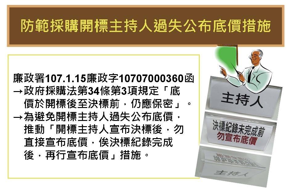 防範採購開標主持人過失公布底價措施