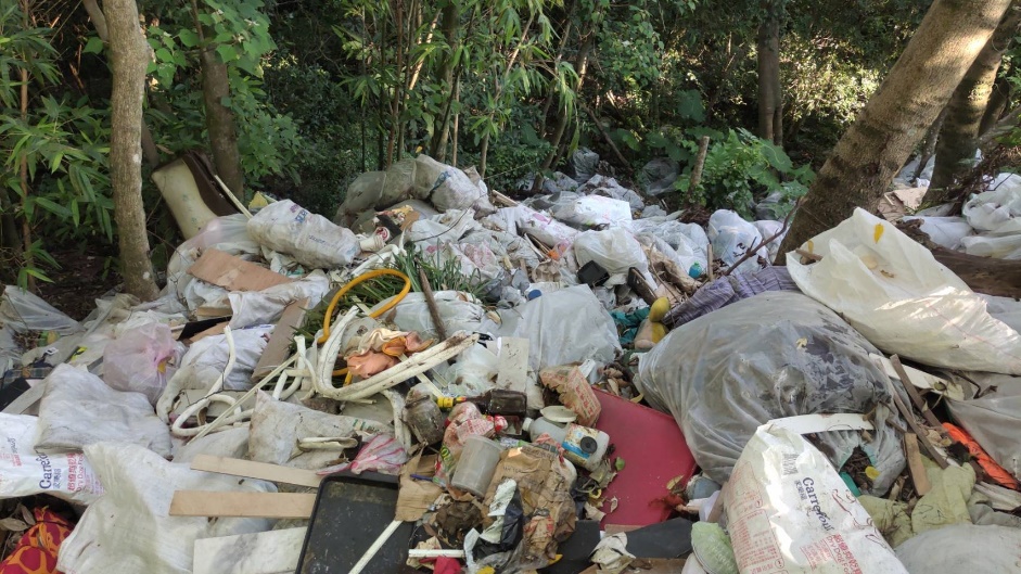 現場遭非法棄置的廢棄物數量約有40立方公尺